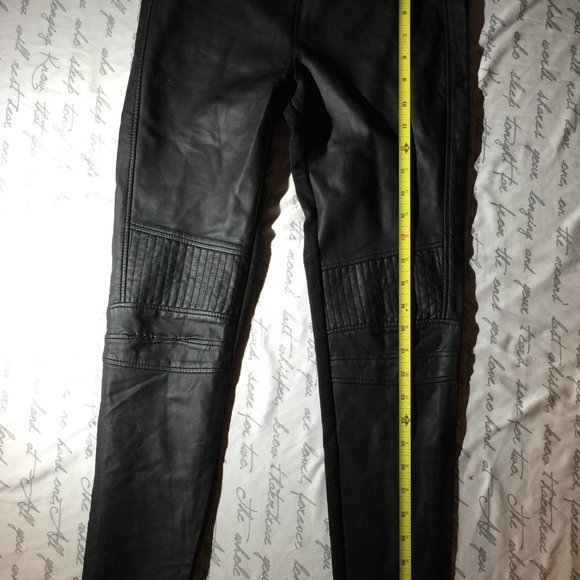Faux Leather Black Pants (front) Petite - Picture 6 of 14